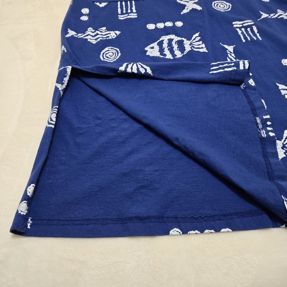 Vtg Donna Cotton Fish Print Maxi Dress Blue Resortwear Beach Tropical Jersey USA - Picture 11 of 16